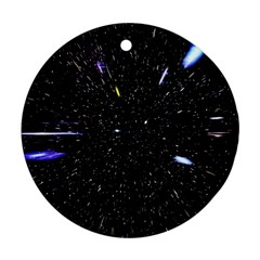 Space Warp Speed Hyperspace Through Starfield Nebula Space Star Hole Galaxy Round Ornament (two Sides) by Mariart