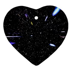 Space Warp Speed Hyperspace Through Starfield Nebula Space Star Hole Galaxy Heart Ornament (two Sides) by Mariart