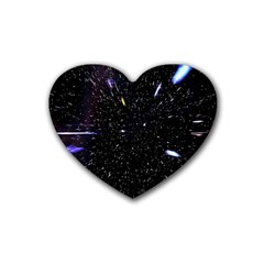 Space Warp Speed Hyperspace Through Starfield Nebula Space Star Hole Galaxy Rubber Coaster (heart)  by Mariart