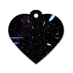 Space Warp Speed Hyperspace Through Starfield Nebula Space Star Hole Galaxy Dog Tag Heart (one Side) by Mariart