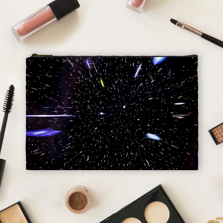 Space Warp Speed Hyperspace Through Starfield Nebula Space Star Hole Galaxy Cosmetic Bag (Large) 