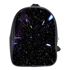 Space Warp Speed Hyperspace Through Starfield Nebula Space Star Hole Galaxy School Bag (large)