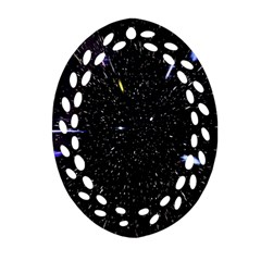 Space Warp Speed Hyperspace Through Starfield Nebula Space Star Hole Galaxy Oval Filigree Ornament (two Sides)