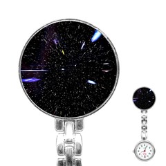 Space Warp Speed Hyperspace Through Starfield Nebula Space Star Hole Galaxy Stainless Steel Nurses Watch