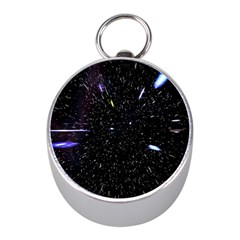 Space Warp Speed Hyperspace Through Starfield Nebula Space Star Hole Galaxy Mini Silver Compasses by Mariart