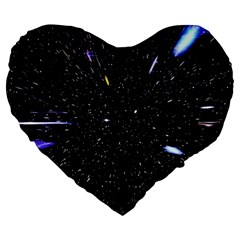 Space Warp Speed Hyperspace Through Starfield Nebula Space Star Hole Galaxy Large 19  Premium Flano Heart Shape Cushions