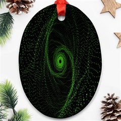 Space Green Hypnotizing Tunnel Animation Hole Polka Green Ornament (oval)