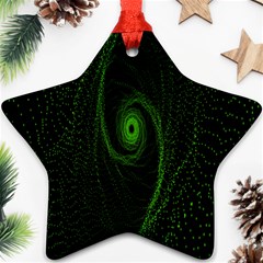 Space Green Hypnotizing Tunnel Animation Hole Polka Green Ornament (star) by Mariart