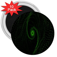 Space Green Hypnotizing Tunnel Animation Hole Polka Green 3  Magnets (10 Pack) 