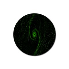 Space Green Hypnotizing Tunnel Animation Hole Polka Green Rubber Coaster (round) 