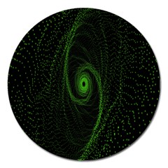 Space Green Hypnotizing Tunnel Animation Hole Polka Green Magnet 5  (round)