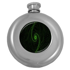 Space Green Hypnotizing Tunnel Animation Hole Polka Green Round Hip Flask (5 Oz)