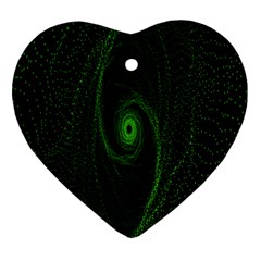 Space Green Hypnotizing Tunnel Animation Hole Polka Green Heart Ornament (two Sides)