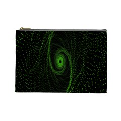 Space Green Hypnotizing Tunnel Animation Hole Polka Green Cosmetic Bag (large) 