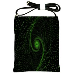 Space Green Hypnotizing Tunnel Animation Hole Polka Green Shoulder Sling Bags by Mariart