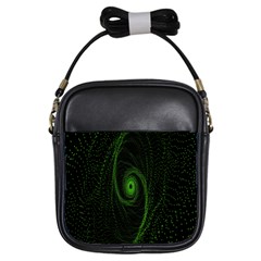 Space Green Hypnotizing Tunnel Animation Hole Polka Green Girls Sling Bags by Mariart