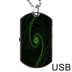 Space Green Hypnotizing Tunnel Animation Hole Polka Green Dog Tag Usb Flash (one Side)