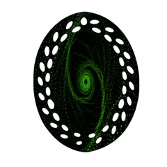 Space Green Hypnotizing Tunnel Animation Hole Polka Green Oval Filigree Ornament (two Sides) by Mariart