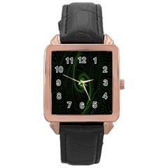 Space Green Hypnotizing Tunnel Animation Hole Polka Green Rose Gold Leather Watch 