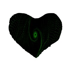 Space Green Hypnotizing Tunnel Animation Hole Polka Green Standard 16  Premium Flano Heart Shape Cushions by Mariart