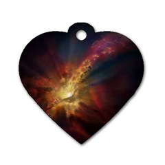 Sun Light Galaxy Dog Tag Heart (two Sides)