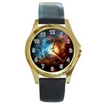 Supermassive Black Hole Galaxy Is Hidden Behind Worldwide Network Round Gold Metal Watch Front