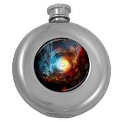 Supermassive Black Hole Galaxy Is Hidden Behind Worldwide Network Round Hip Flask (5 Oz) by Mariart