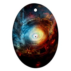 Supermassive Black Hole Galaxy Is Hidden Behind Worldwide Network Oval Ornament (two Sides) by Mariart