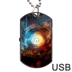 Supermassive Black Hole Galaxy Is Hidden Behind Worldwide Network Dog Tag Usb Flash (one Side)