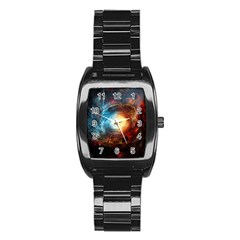 Supermassive Black Hole Galaxy Is Hidden Behind Worldwide Network Stainless Steel Barrel Watch by Mariart