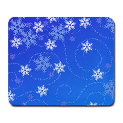 Winter Blue Snowflakes Rain Cool Large Mousepads by Mariart