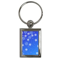 Winter Blue Snowflakes Rain Cool Key Chains (rectangle)  by Mariart