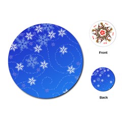 Winter Blue Snowflakes Rain Cool Playing Cards (round) 