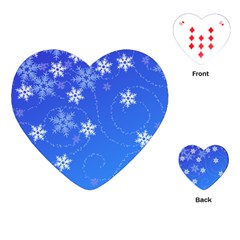 Winter Blue Snowflakes Rain Cool Playing Cards (heart)  by Mariart