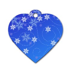 Winter Blue Snowflakes Rain Cool Dog Tag Heart (one Side) by Mariart