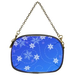 Winter Blue Snowflakes Rain Cool Chain Purses (one Side)  by Mariart