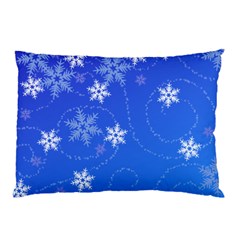 Winter Blue Snowflakes Rain Cool Pillow Case by Mariart