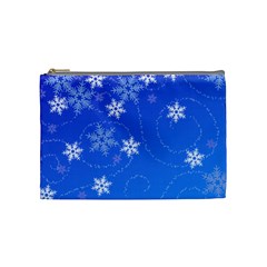 Winter Blue Snowflakes Rain Cool Cosmetic Bag (medium)  by Mariart