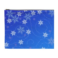 Winter Blue Snowflakes Rain Cool Cosmetic Bag (xl) by Mariart