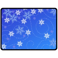 Winter Blue Snowflakes Rain Cool Fleece Blanket (large)  by Mariart