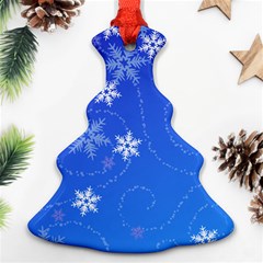 Winter Blue Snowflakes Rain Cool Christmas Tree Ornament (two Sides)