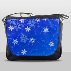 Winter Blue Snowflakes Rain Cool Messenger Bags by Mariart