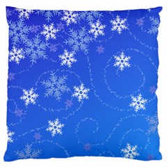 Winter Blue Snowflakes Rain Cool Large Cushion Case (one Side) by Mariart