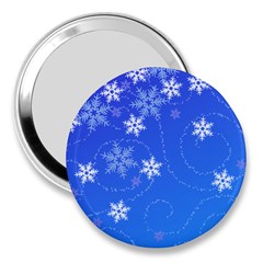 Winter Blue Snowflakes Rain Cool 3  Handbag Mirrors by Mariart