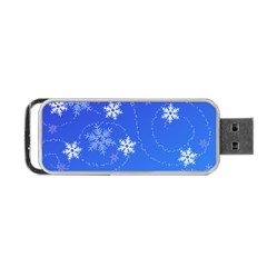 Winter Blue Snowflakes Rain Cool Portable Usb Flash (two Sides) by Mariart