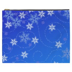 Winter Blue Snowflakes Rain Cool Cosmetic Bag (xxxl)  by Mariart