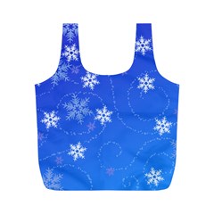 Winter Blue Snowflakes Rain Cool Full Print Recycle Bags (m)  by Mariart