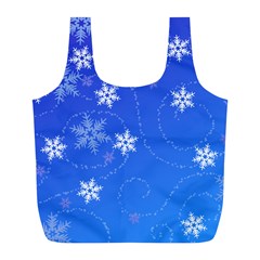 Winter Blue Snowflakes Rain Cool Full Print Recycle Bags (l)  by Mariart