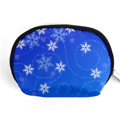 Winter Blue Snowflakes Rain Cool Accessory Pouches (medium)  by Mariart