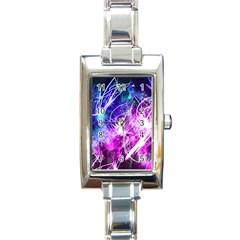 Space Galaxy Purple Blue Rectangle Italian Charm Watch